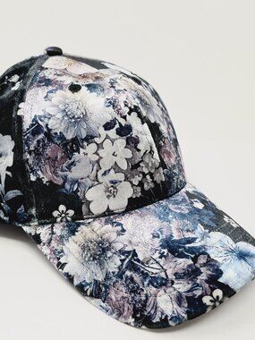 Flower Blossom Velour Baseball Cap Hat Women